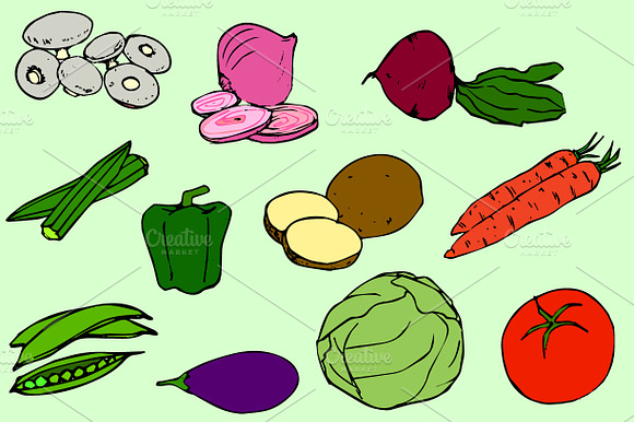Vegetables Vector Clip Art Icons