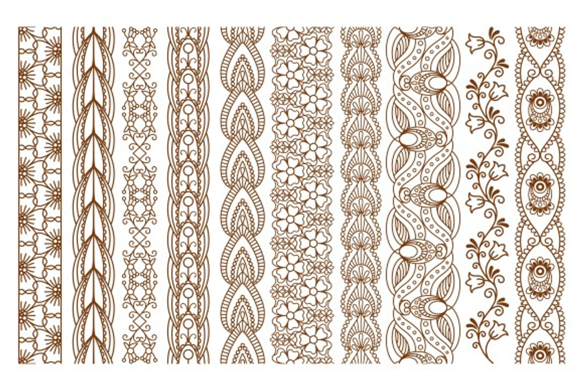 Indian Henna Seamless Borders, a Background Graphic by Stock-Smart-Start