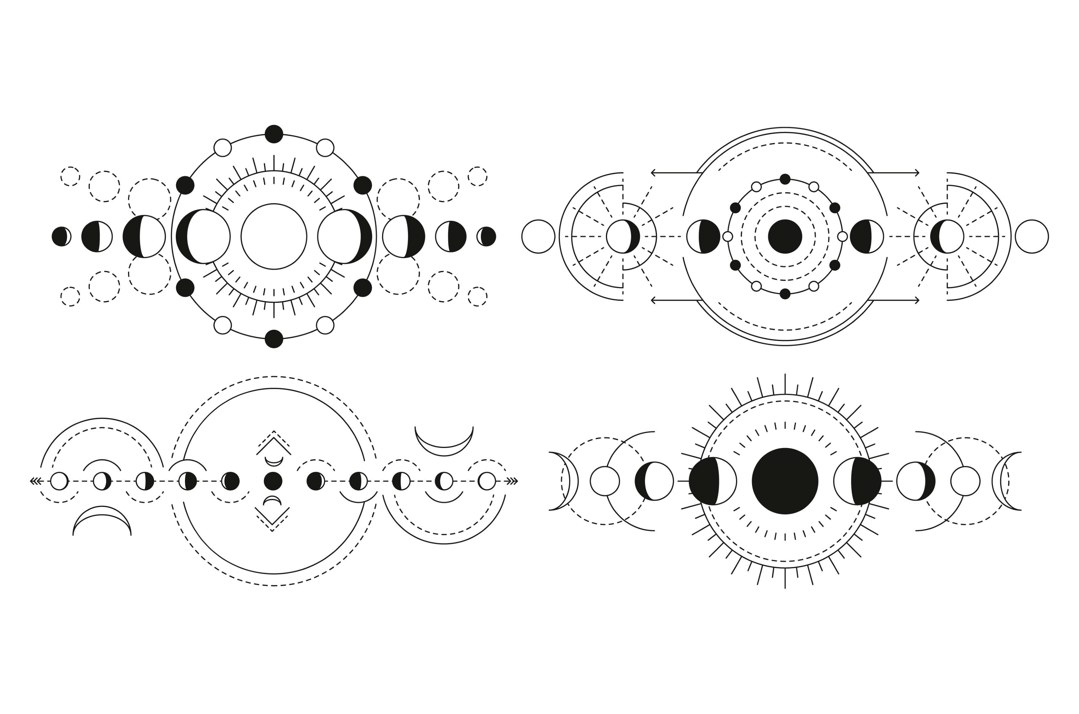 Moon phases magic geometry. Full, an Illustration by Frogella