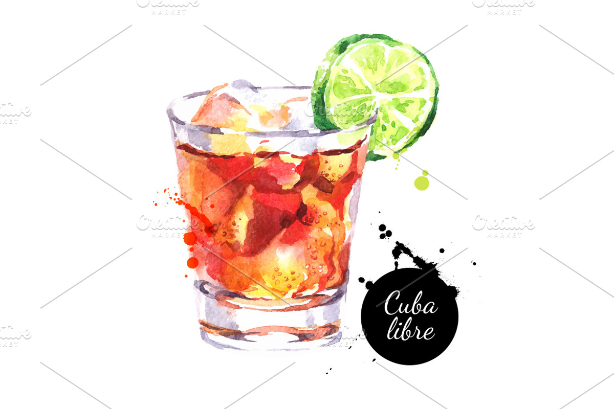 Cocktails Watercolor Vector Set, a Food Illustration by Elena Pimonova (Photo 3 of 5)
