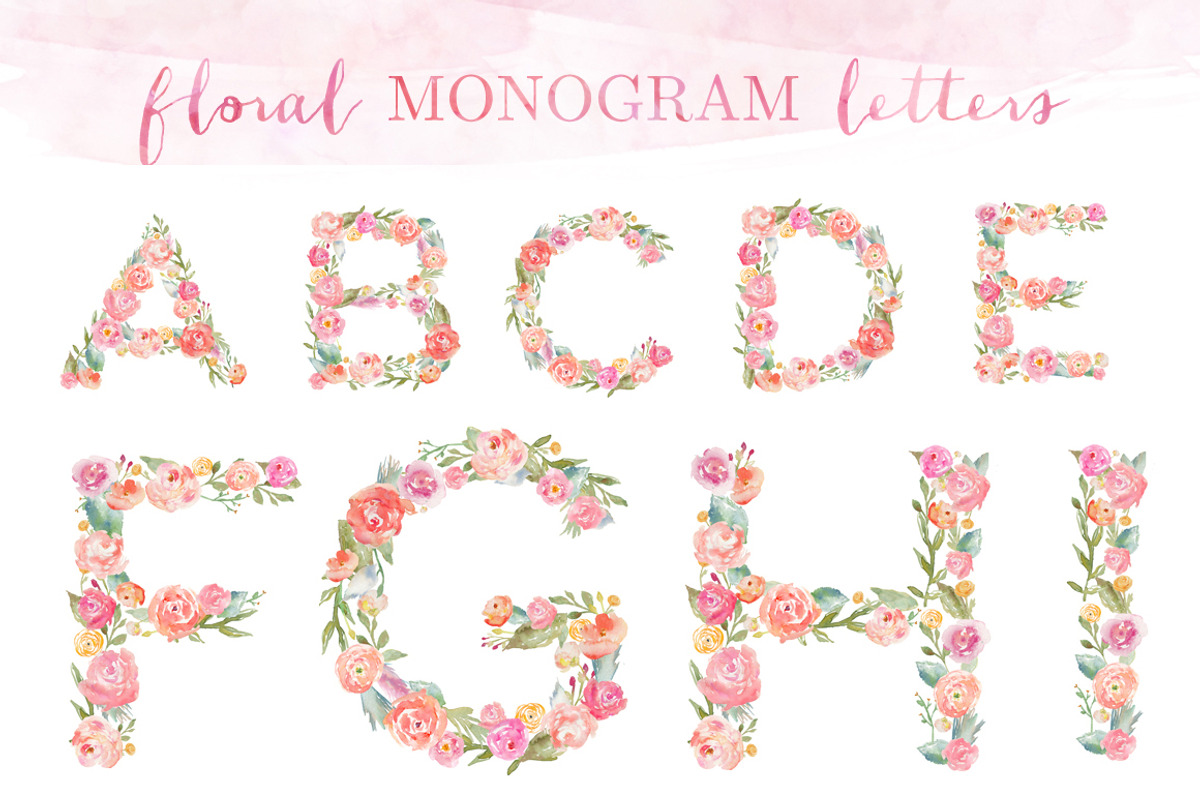 Monogram Floral Alphabet Letters, a Decorative Illustration by Angie Makes (Photo 1 of 2)