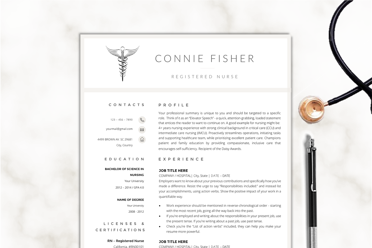 Nurse Resume Template CV, a Resume Template by PAPPERMINT RESUME STUDIO (Photo 8 of 8)