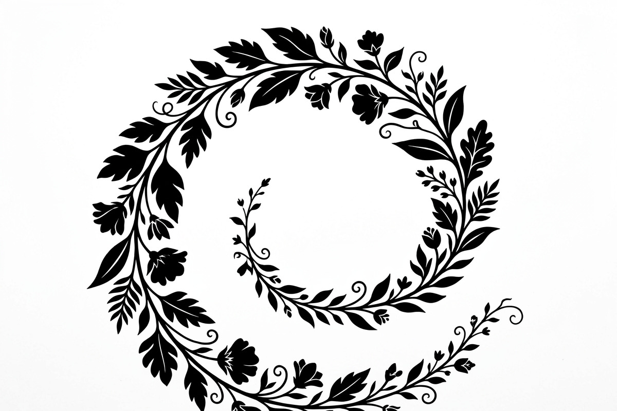50 Elegant Floral Leaf Spiral Frame, a Decorative Illustration by Amazin_art (Photo 8 of 25)