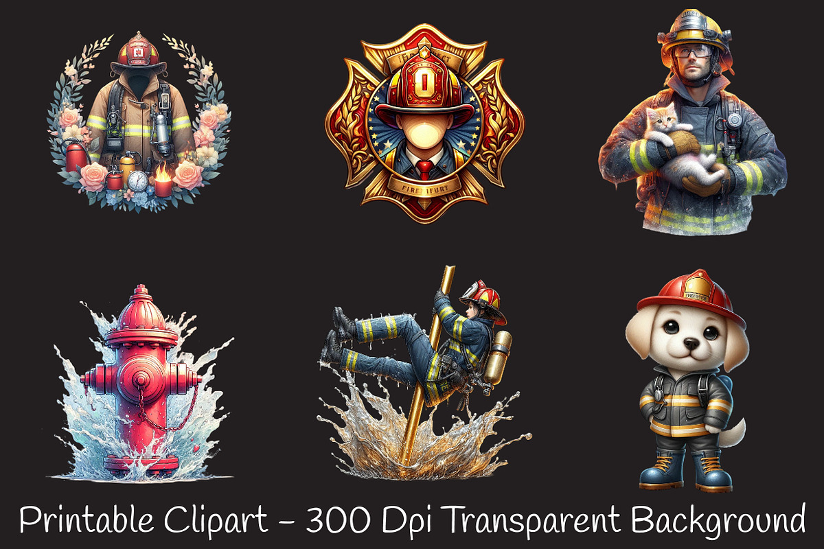 Firefighter Watercolor Cliparts, an Illustration by RobertsArt (Photo 6 of 7)