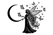 Fairy Moon Butterfly Silhouette, an Object Illustration by Gaye Art (Thumbnail 10 of 31)