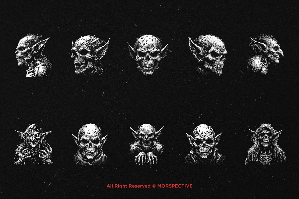 10 Bundle Dark Art Skull Goblin Orc, an Illustration by Morspective (Photo 6 of 7)
