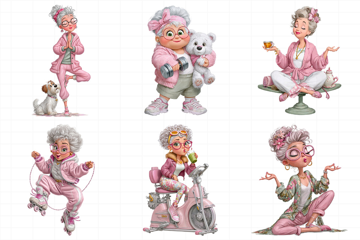 Funny Fitness Grandma Clipart, an Illustration by Daily.Designs (Photo 5 of 5)