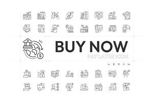 Buy Now Pay Later Icon Set, an Outline Icon by Prosymbols