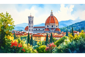 A panoramic watercolor of Florence, an Architecture Photo by Igor Tichonow