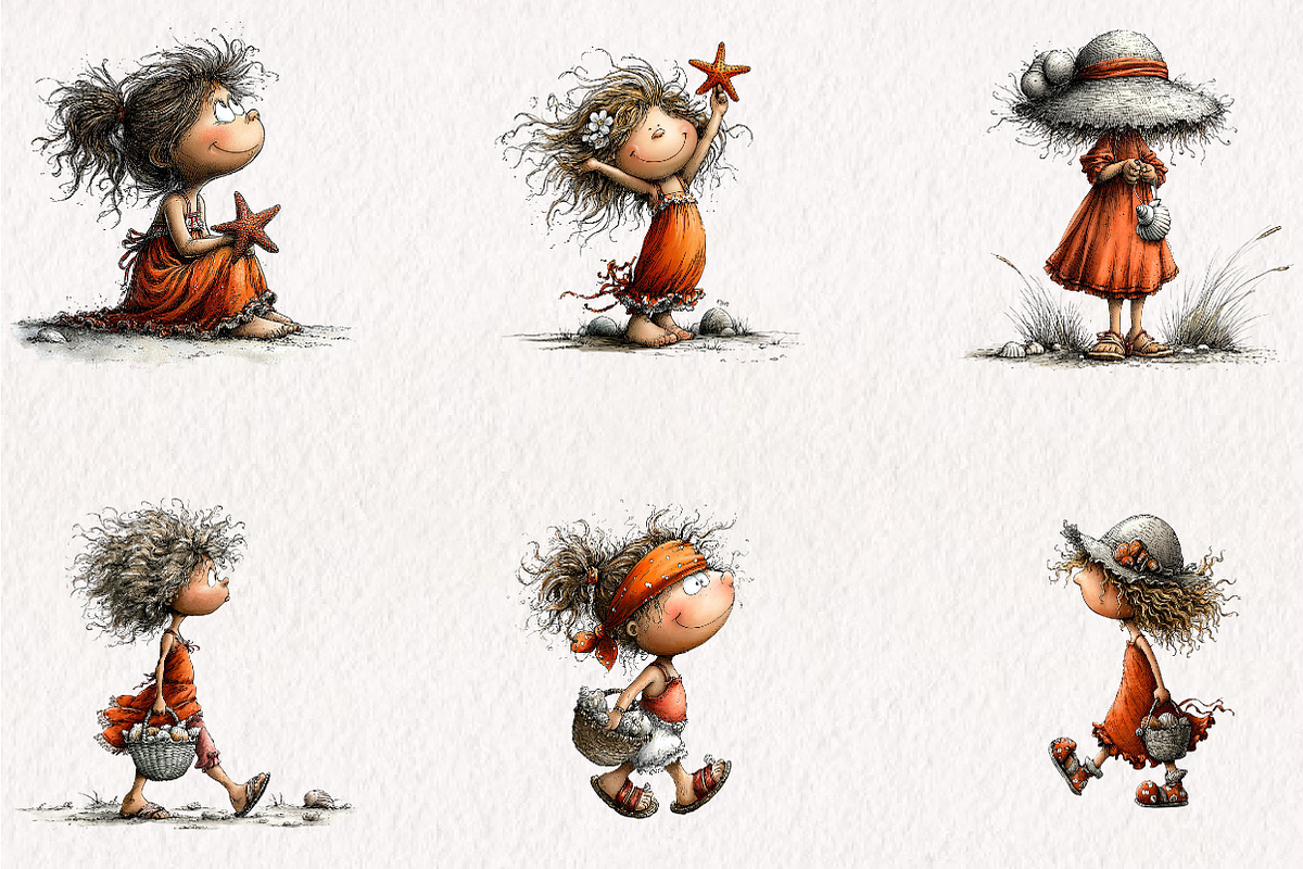 Whimsical Summer Beach Girl Clipart, a Seasonal Illustration by CreationArt (Photo 3 of 5)