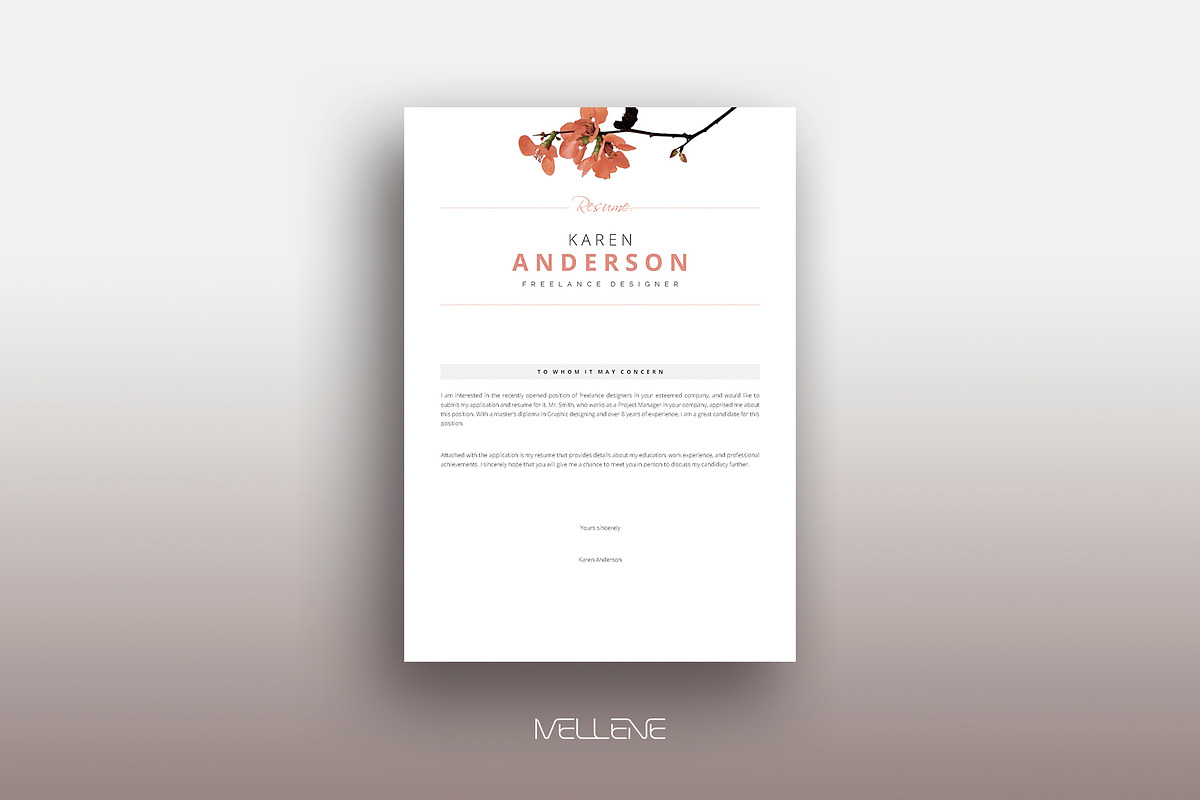 Resume / CV template - Karen, a Resume Template by Mellene Templates (Photo 2 of 3)