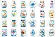 Pastel Aquarium Fish In Jar Clipart, an Illustration by Sublimation Artist (Thumbnail 2 of 6)