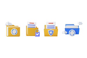 Data management 3d icons set. Cloud, a Technology Illustration by Abscent
