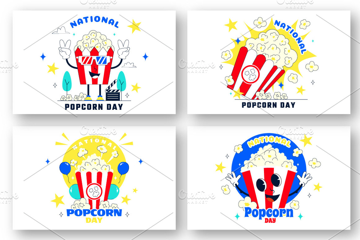 11 National Popcorn Day Illustration, a Food Illustration by denayunebgt (Photo 2 of 5)