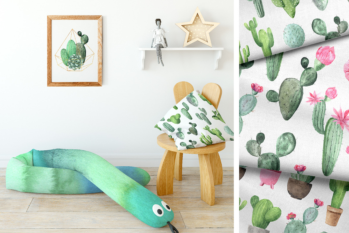 Watercolor Exotic Cactus Collection, a Texture Illustration by LarysaZabrotskaya (Photo 7 of 11)