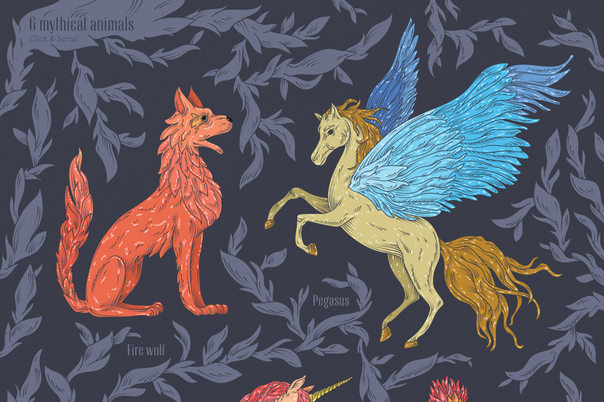 Mythical Animals patterns, a Pattern Graphic by Piñata (Photo 7 of 13)