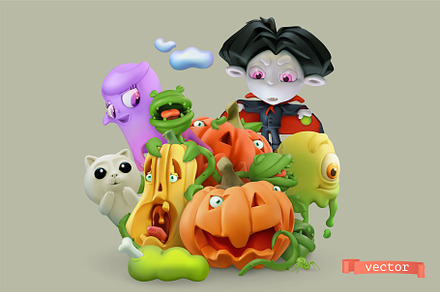 Halloween characters, pumpkin, ghost