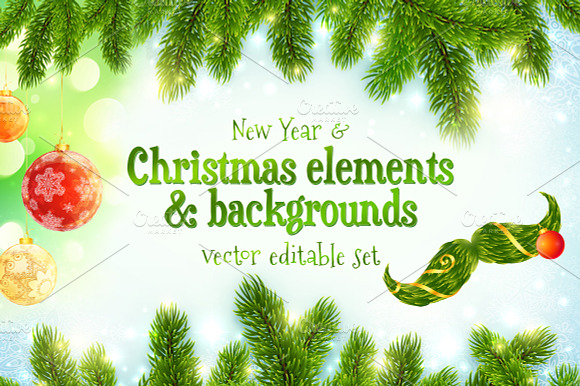 Christmas elements & backgrounds set preview 3