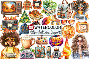 80S Retro Autumn Clipart, an Illustration by Rose Art