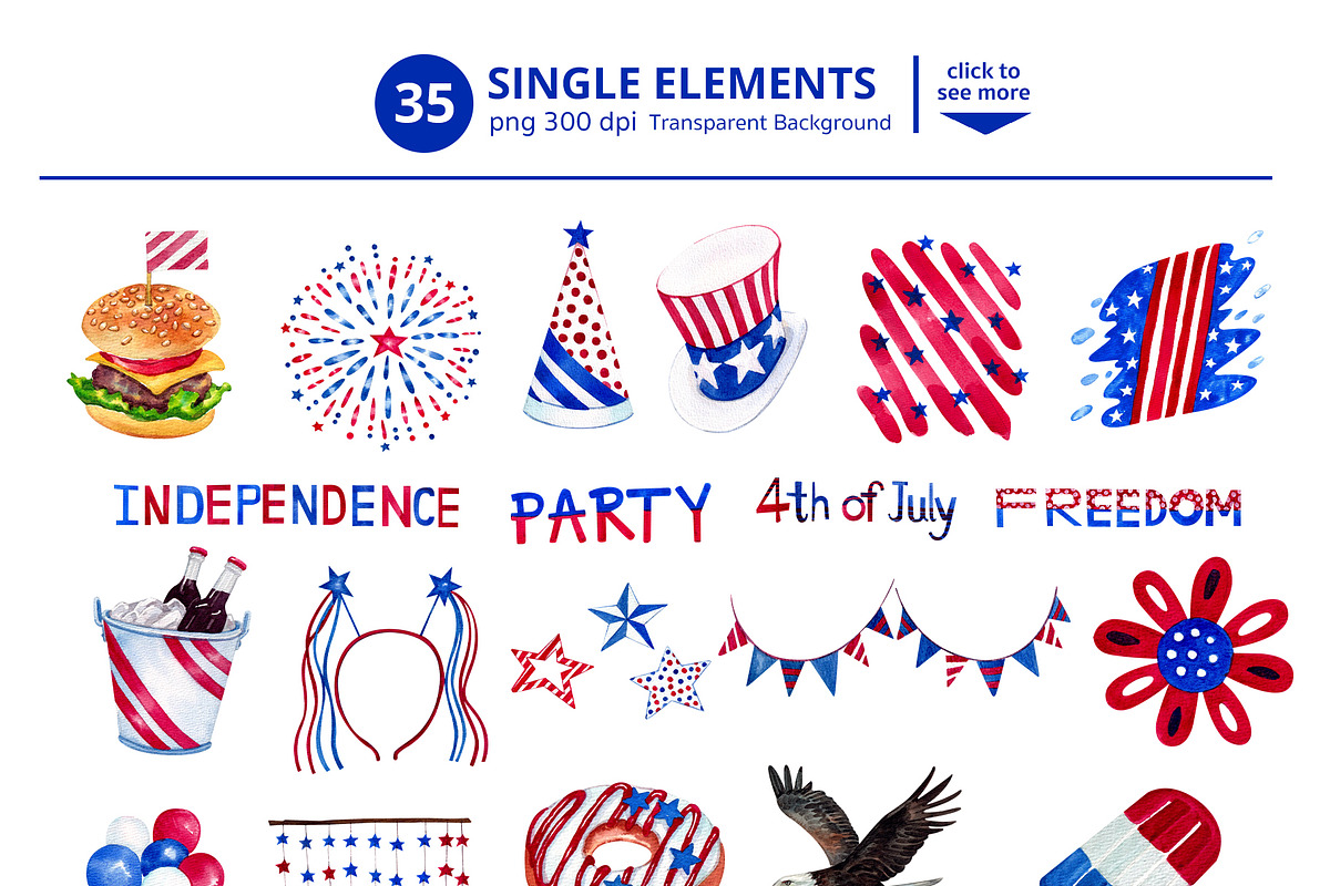 4th Of July Party Vibes Watercolor | Creative Market
