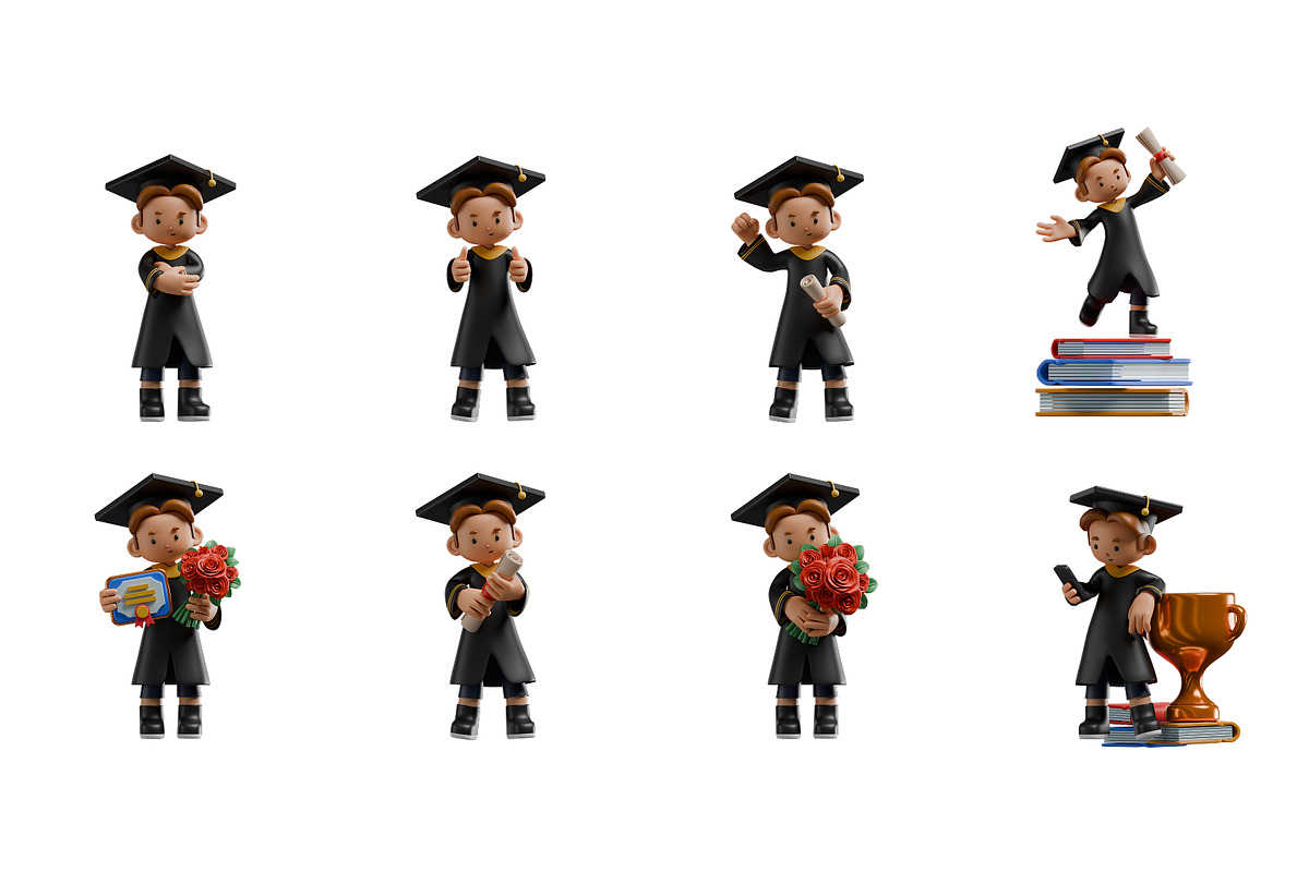 Graduation Boy 3D Illustration, an Education Illustration by Eklip Studio (Photo 2 of 3)