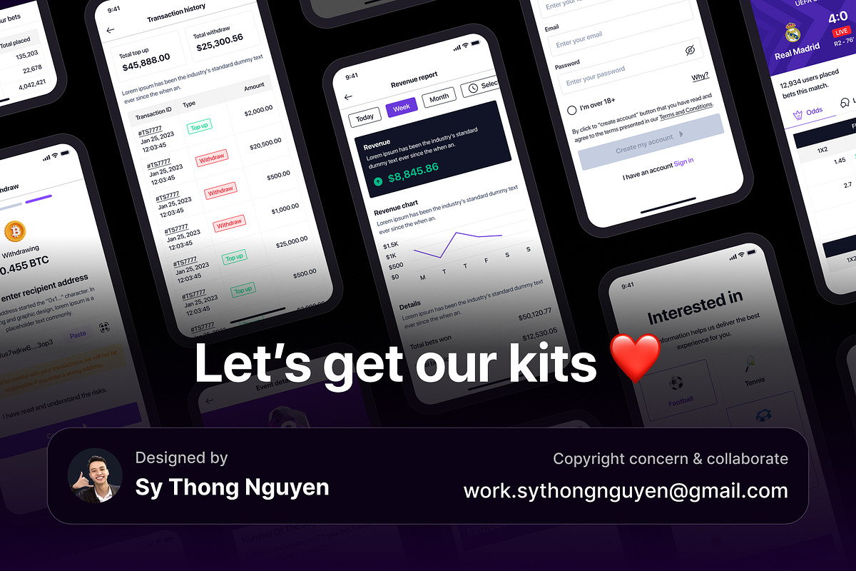 OneBet - Sports Bets UI Kit App, an UI Kit Template by sythongnguyen777 (Photo 7 of 7)