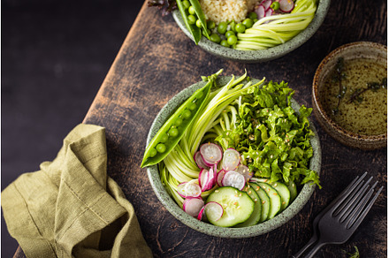 Vegan healthy green buddha bowl, a Food & Drink Photo by Yulia Furman