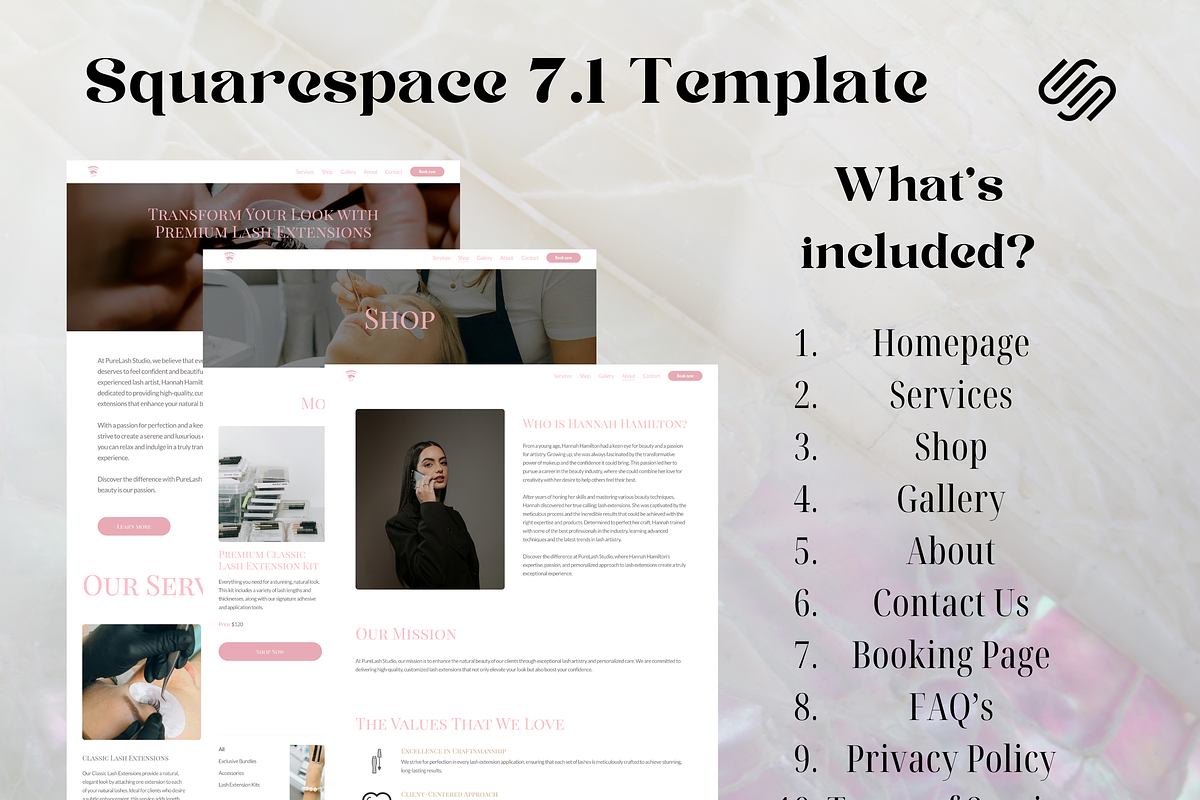 PureLash Studio Squarespace Template, a Squarespace Template by Lumina Alchemy (Photo 6 of 7)