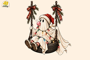 Funny Ghost Christmas Swing Png