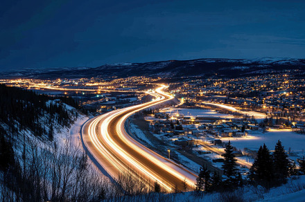 Vibrant light trails on a highway, a Transportation Photo by Pavel_design