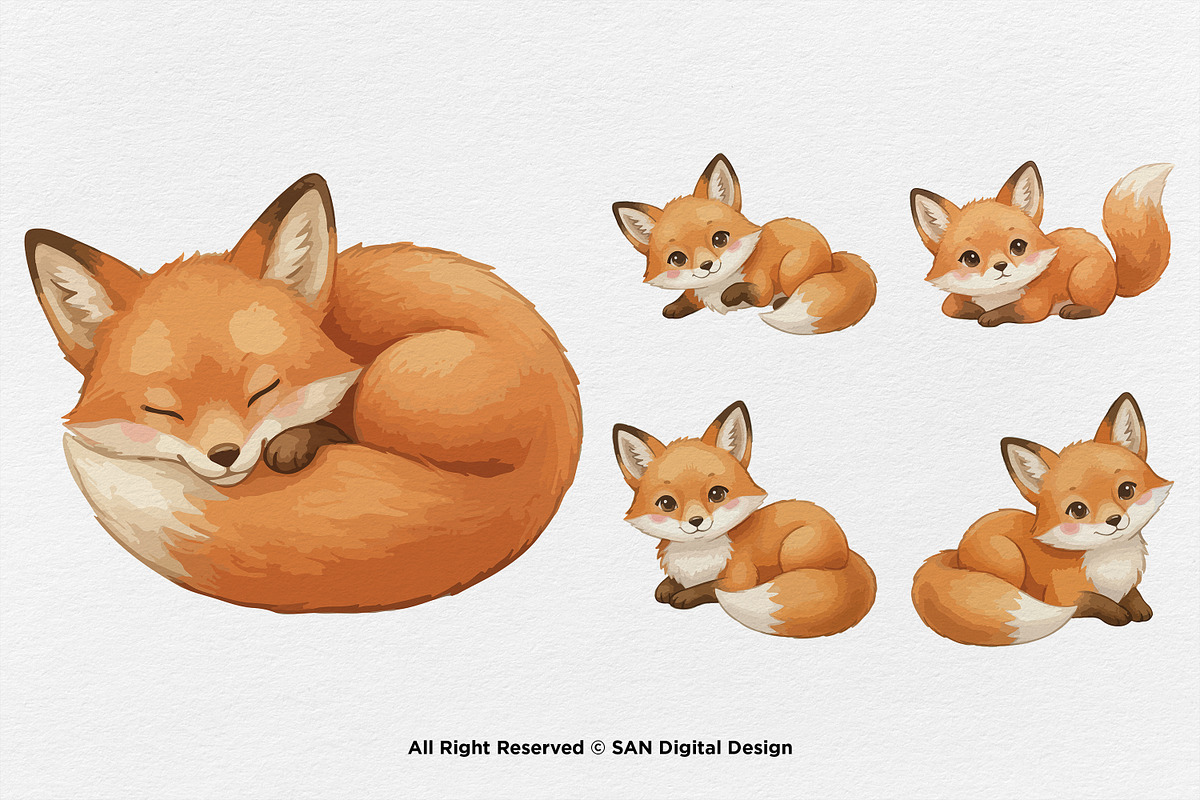 15 Bundle Watercolor Cute Fox Forest, an Animal Illustration by Morspective (Photo 7 of 8)