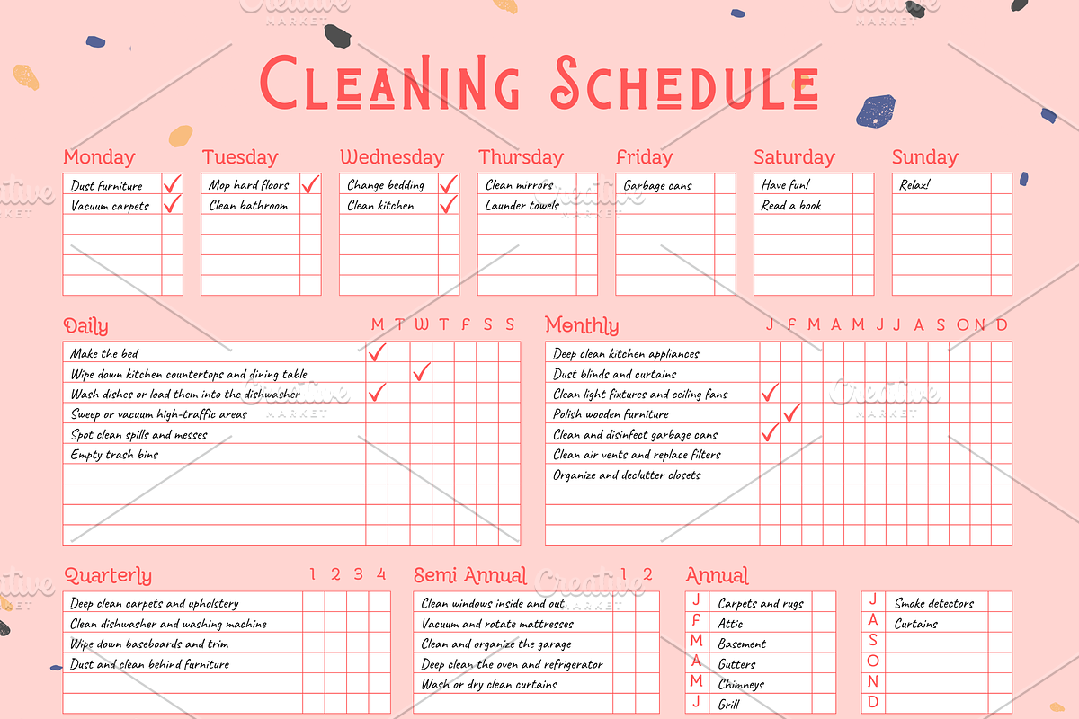 House Cleaning Schedule For Moms., a Social Media Template by Classic Clic (Photo 2 of 3)