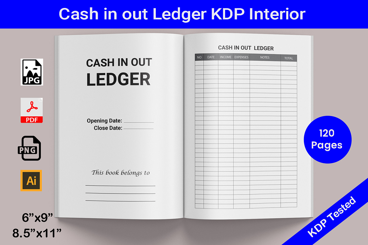 Cash in out ledger KDP interior, a Graphic by Hitubrand (Photo 1 of 2)