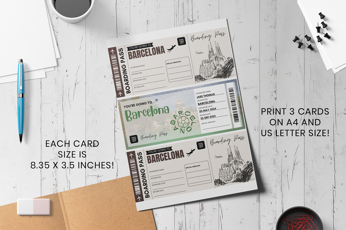 Barcelona Trip Reveal Gift Ticket, a Templates & Theme by Snapybiz (Photo 4 of 10)