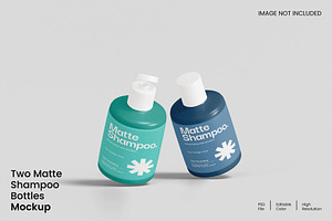 Two Matte Shampoo Bottles Mockup, an Advertising Mockup by renderstockmarket
