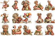 Funny Granny Beach Clipart PNG, an Illustration by OK Design (Thumbnail 3 of 6)