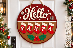 Christmas Hello Santa Stocking SVG