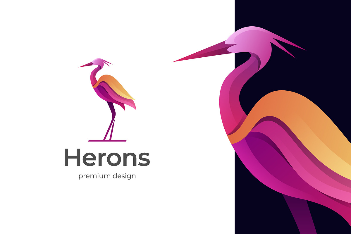 Heron Animal Colorful Logo Design, a Branding & Logo Template by Agung_cs