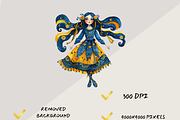 WHIMSICAL UKRAINIAN GIRL CLIPART, a Person Illustration by Daring Digies (Thumbnail 6 of 10)