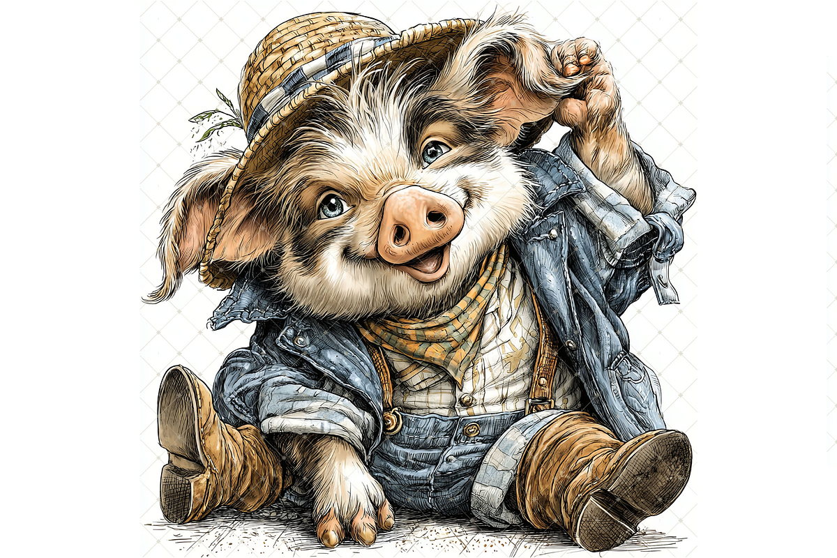 Piglet In Outfit Clipart JPG, an Animal Illustration by Memories By Lea (Photo 8 of 20)