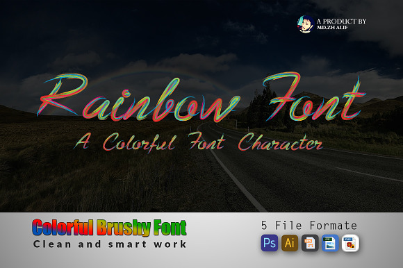 Colorful Brushy Font (Rainbow Font) preview 8