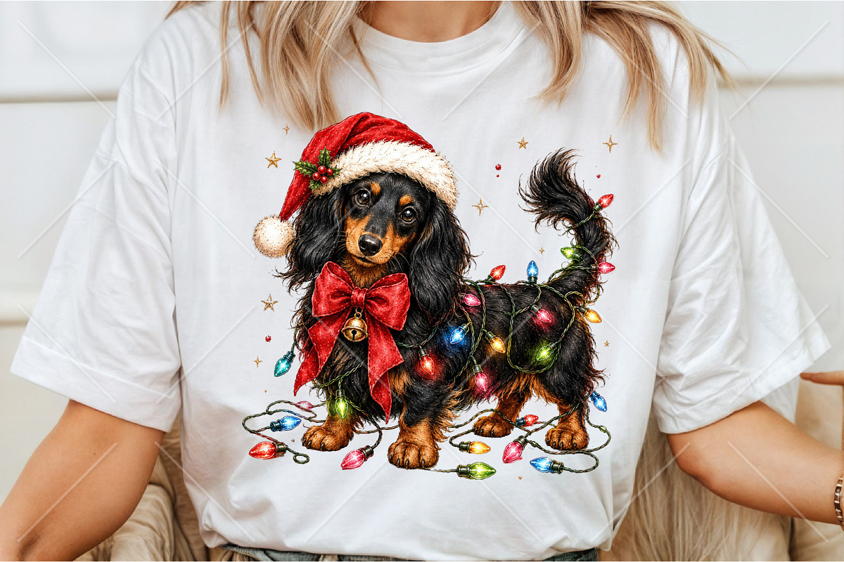 Christmas Dachshund with Red Bow PNG, a Seasonal Illustration by Canvas Craft (Photo 3 of 6)
