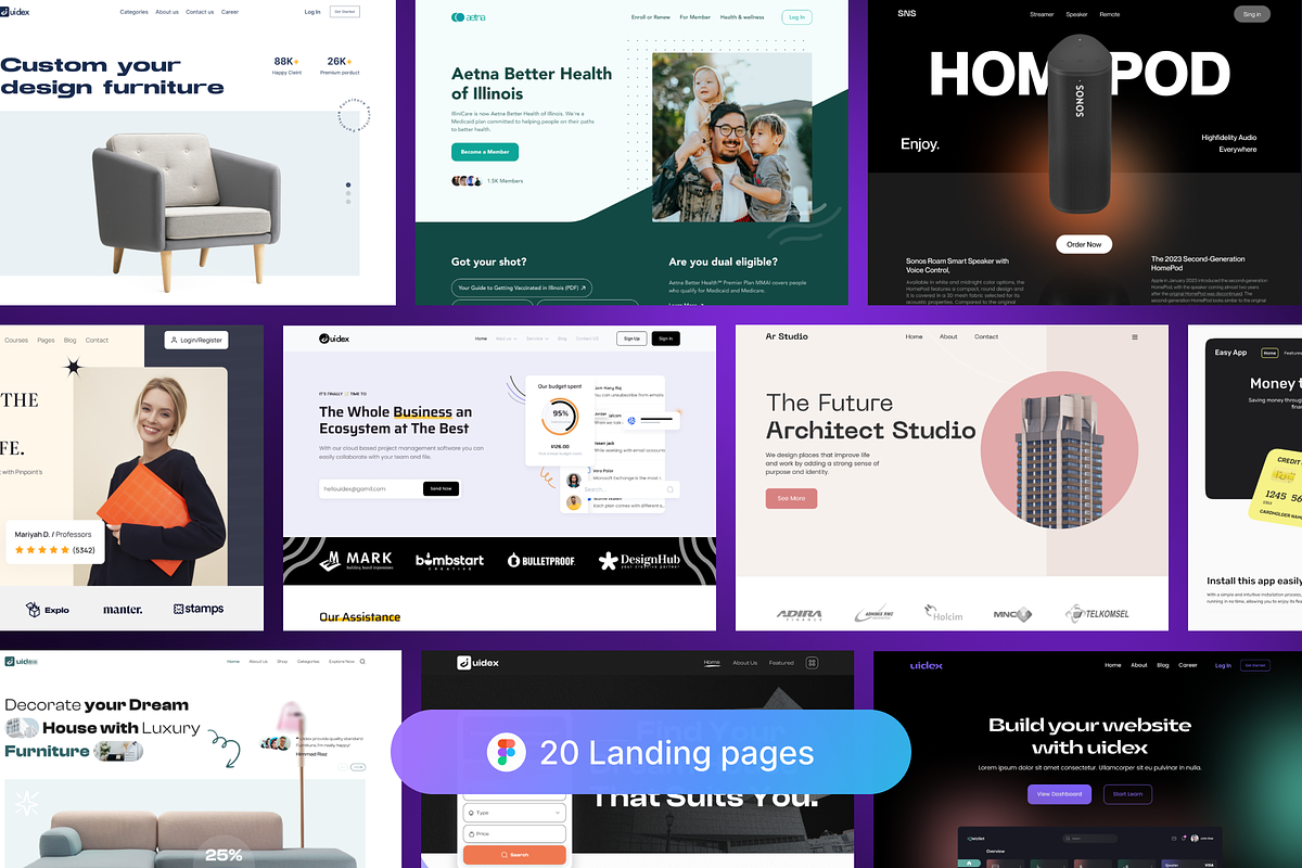 Landing Page UI Kit, an UI Kit Template by UiDex (Photo 3 of 4)