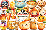 Kawaii Thanksgiving Clipart, an Illustration by Canvas Craft (Thumbnail 1 of 7)