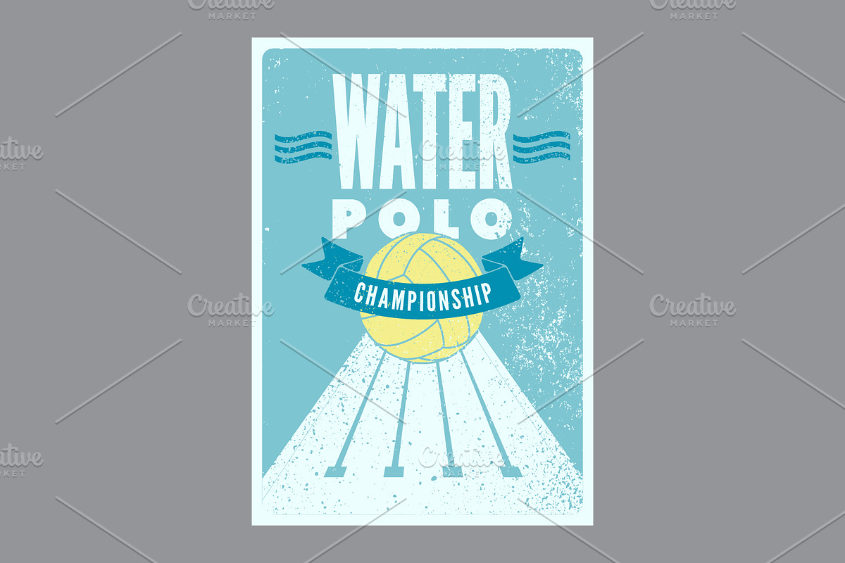 Water Polo retro vector poster set., a Sport Illustration by PoPaShop (Photo 4 of 8)