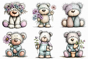 Whimsical Spring Teddy Bear Clipart, an Illustration by Libby Wishes (Thumbnail 6 of 8)