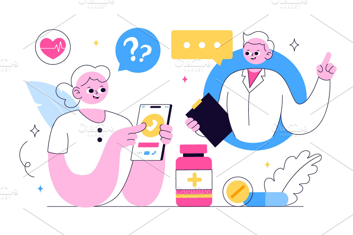 10 Telemedicine Illustration, a Healthcare Illustration by denayunebgt (Photo 4 of 4)