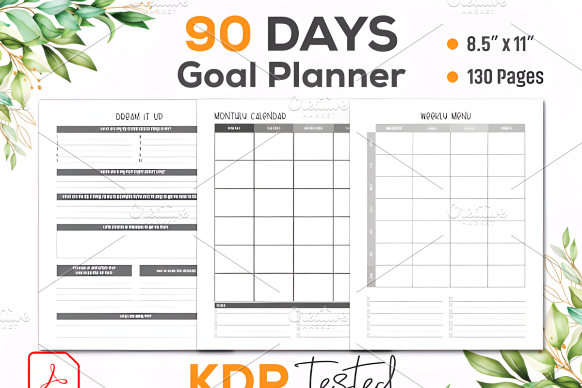 90 Days Goal Planner Journal - KDP, a Design Template by Ink Gallery (Photo 1 of 3)