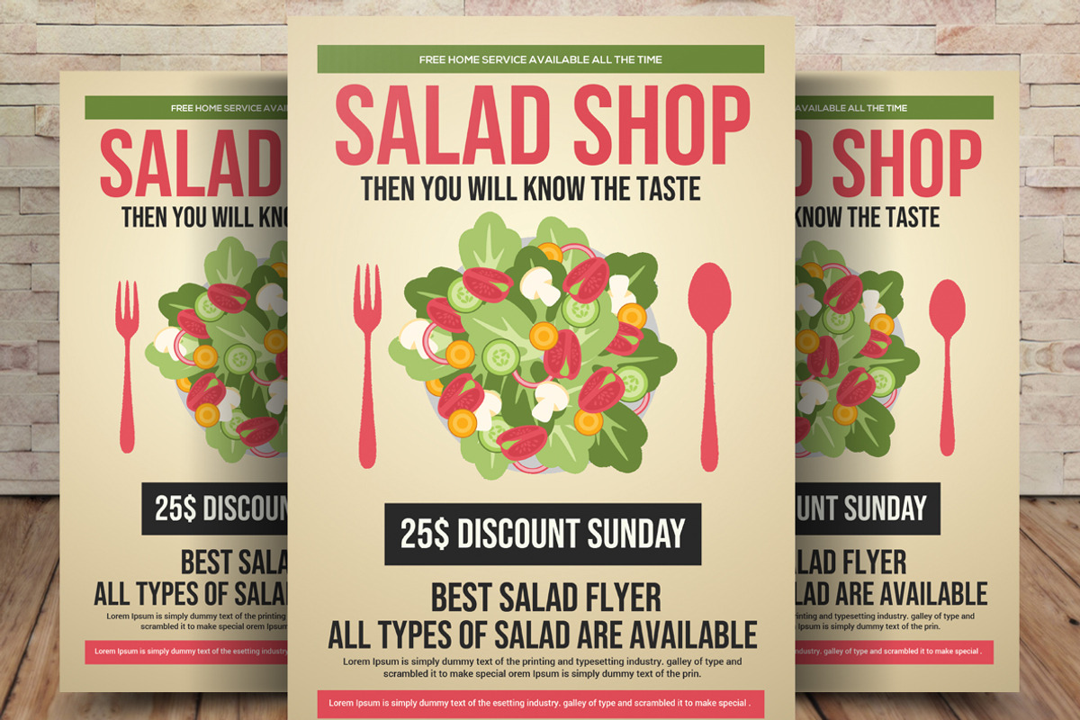 Salad Restaurant Flyer Template, a Flyer Template by graphicforest