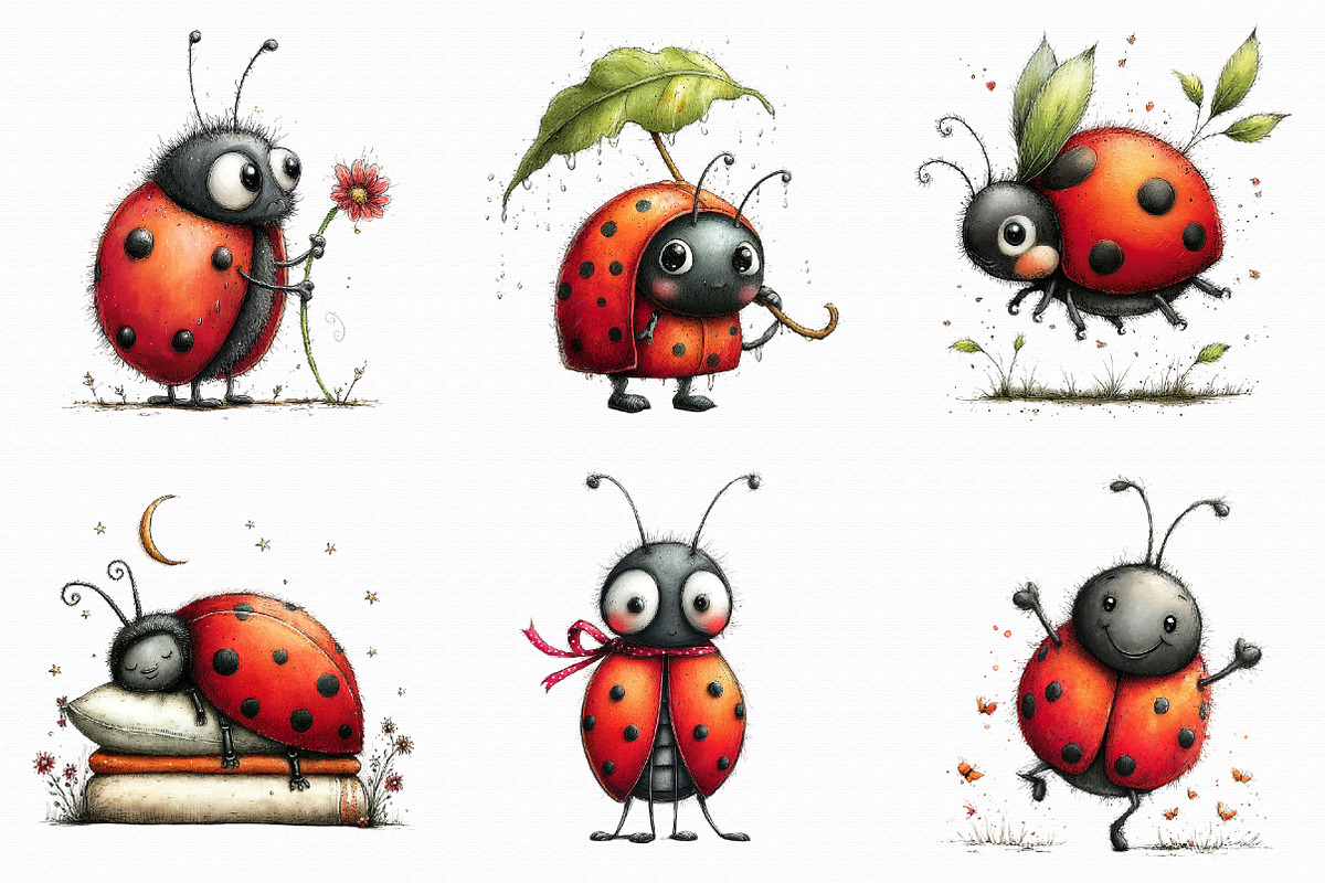 Whimsical Ladybug Clipart, an Illustration by Libby Wishes (Photo 4 of 8)